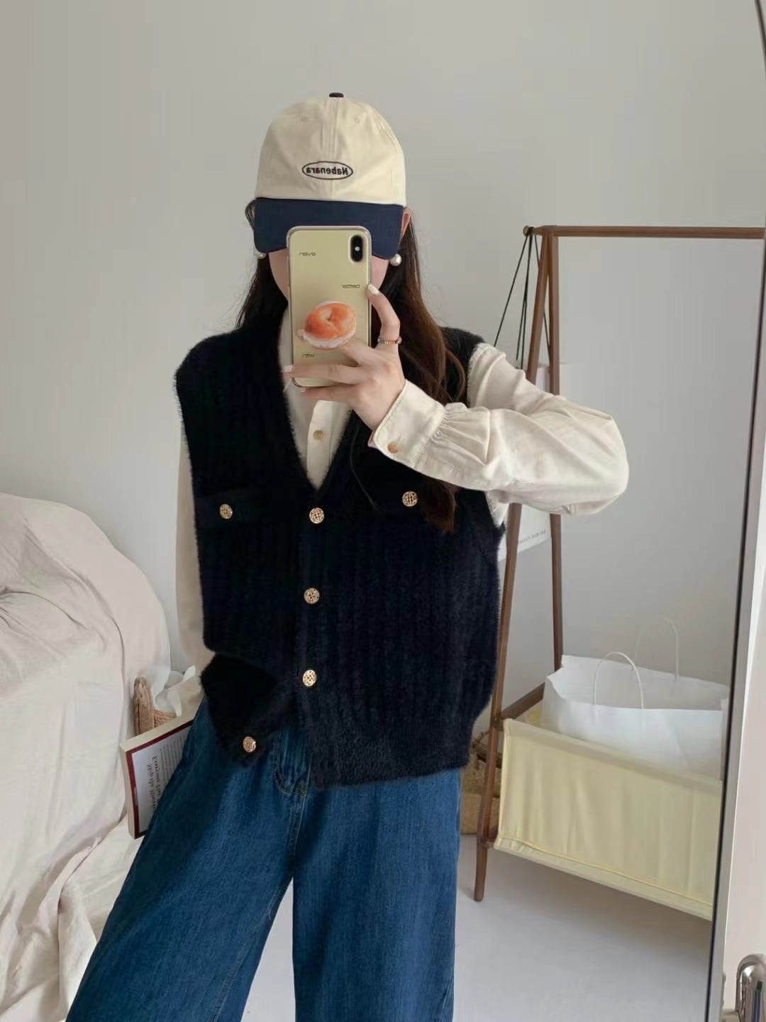 【tops】Vネックボタンデザインジレ　M18380