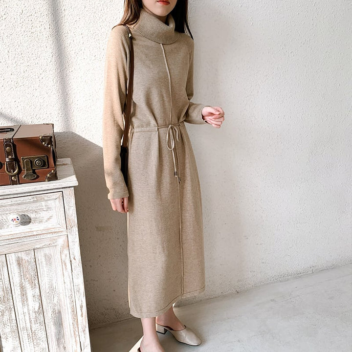 【dress】目立つ！ハイネック無地ニットワンピース　M17663