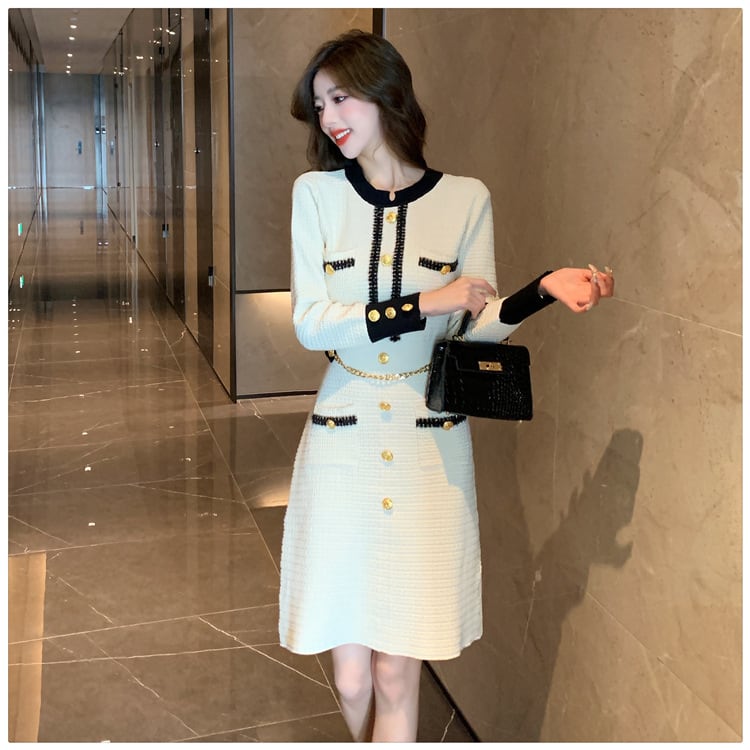 【dress】アウトポケットニットワンピース　M17902