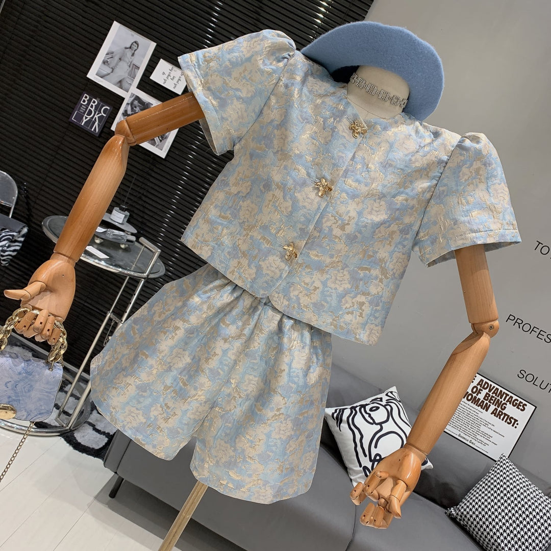 【set】ジャカードトップス×ショートパンツセット