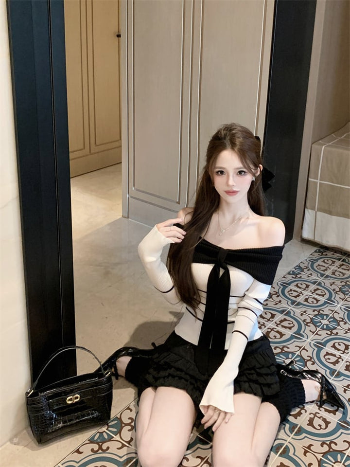 【tops】ボートネックニットトップス　M26424