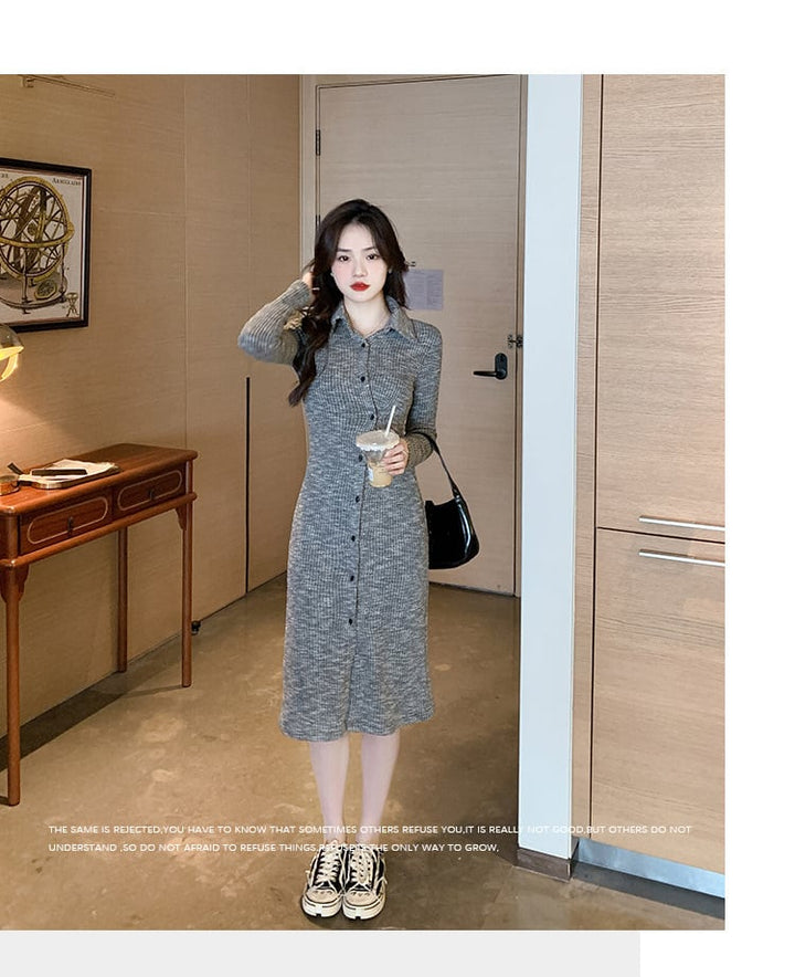 【dress】ボタンデザインニットワンピース　M17994