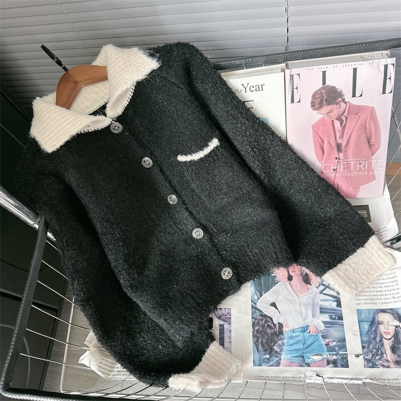 【outer】配色ニットカーデ　M26691