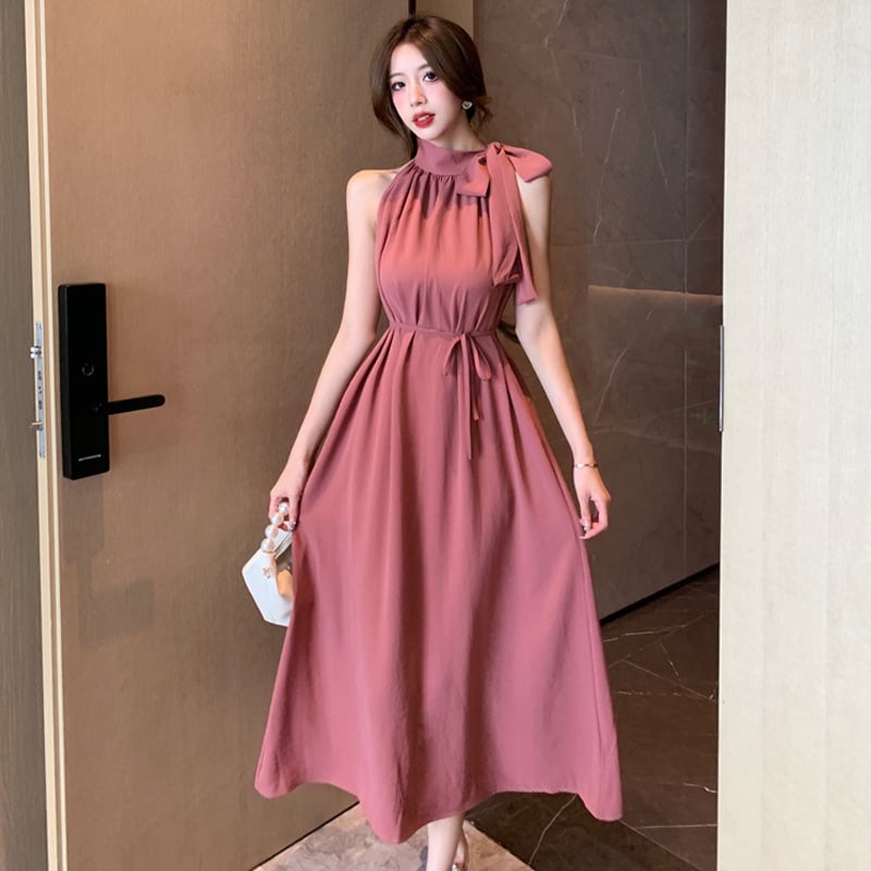 【dress】話題沸騰中 オシャレノースリーブワンピース　M17103