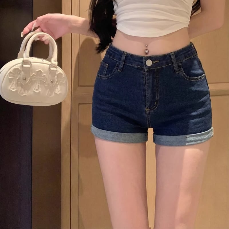 【bottoms】デニムショートパンツ Q8328