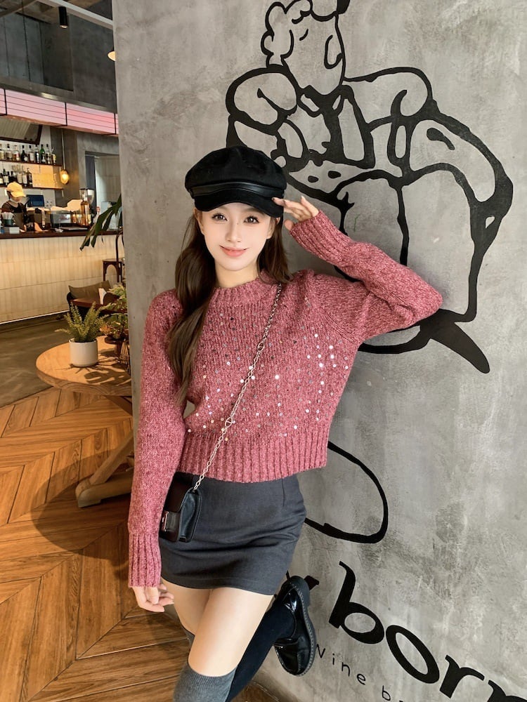 【tops】スパンコールニットセーター　M27848