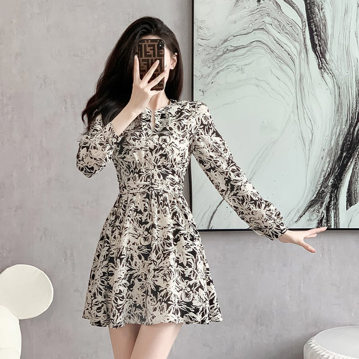 【dress】韓国系超人気スウィート花柄ワンピース着瘦せ　M17293