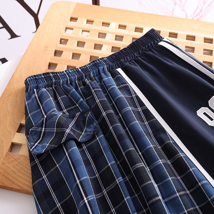 【bottoms】レースチェック柄切り替えスカート　M30259