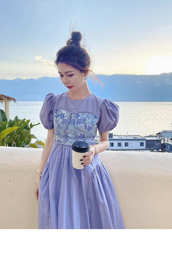 【dress】主役級スウィートパフスリーブワンピース超人気　M16858