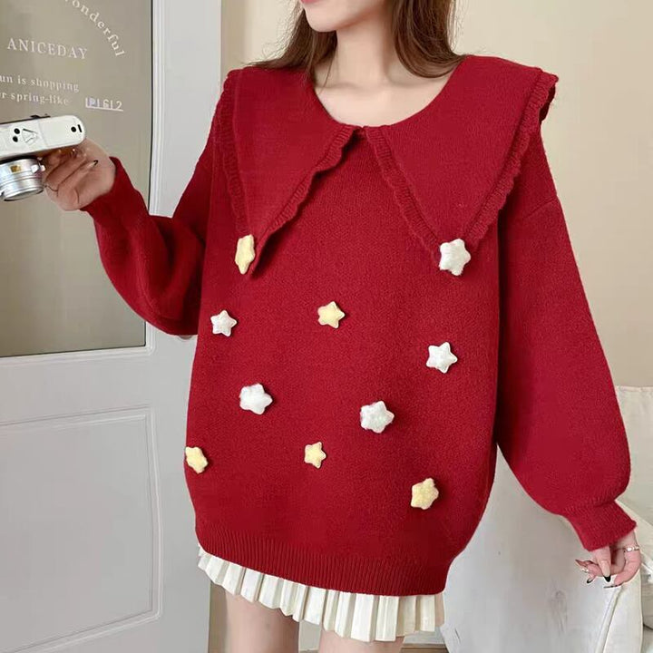 【tops】ピーターパンカラーニットトップス Q8068