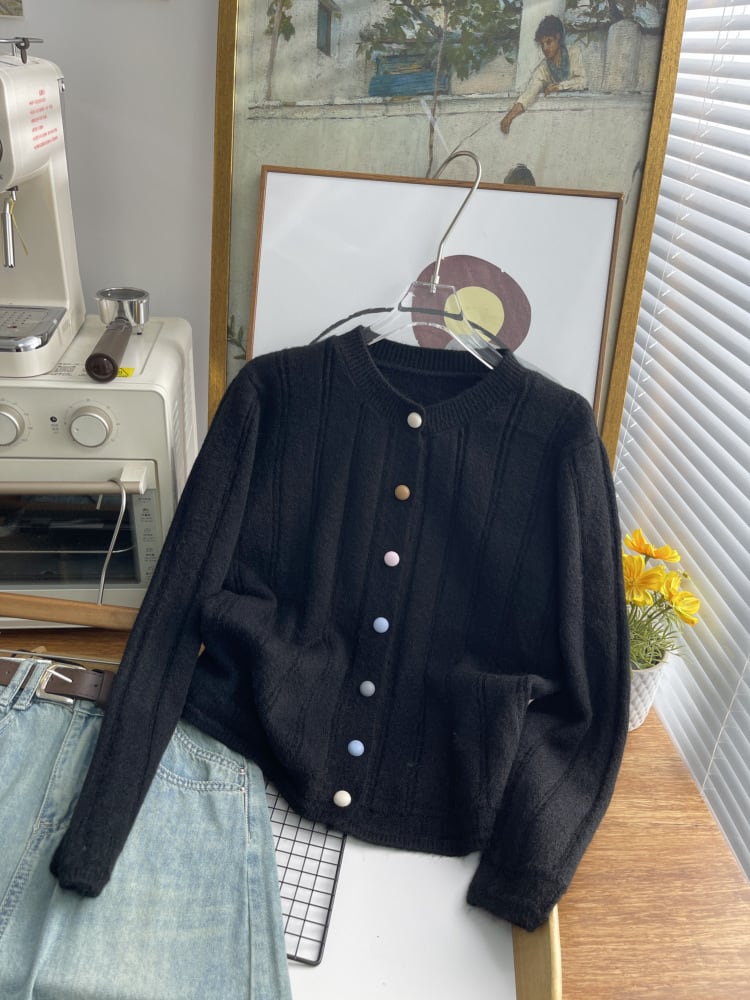 【outer】クルーネックニットカーデ　M25473
