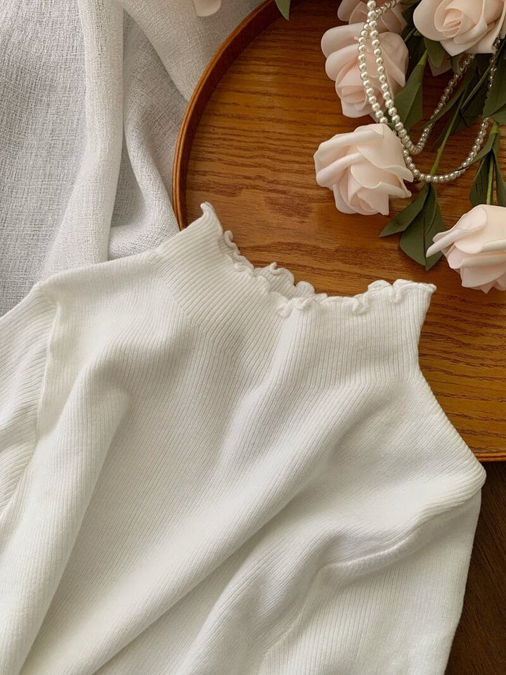 【tops】フリルニットトップス　M27210