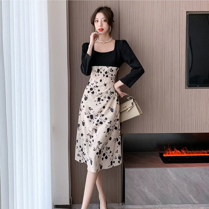 【dress】高級感 chicエレガント切り替えデートワンピース　M17481