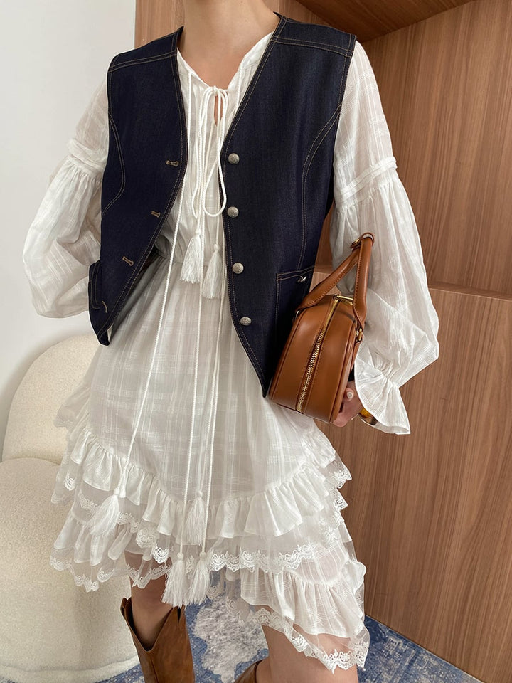 【dress】レースドッキングティアードワンピース　N2973