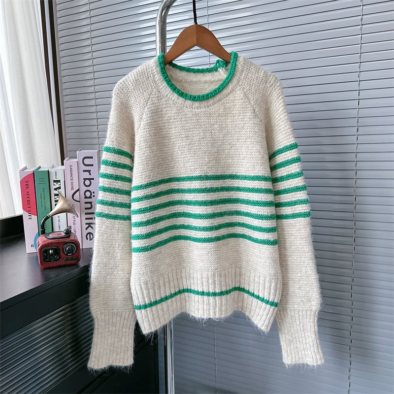 【tops】ボーダー柄ニットセーター　M26882