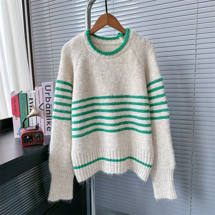 【tops】ボーダー柄ニットセーター　M26882
