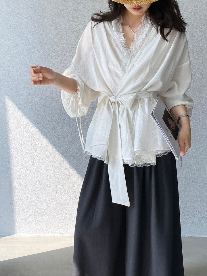 【tops】レースドッキングトップス Q8244