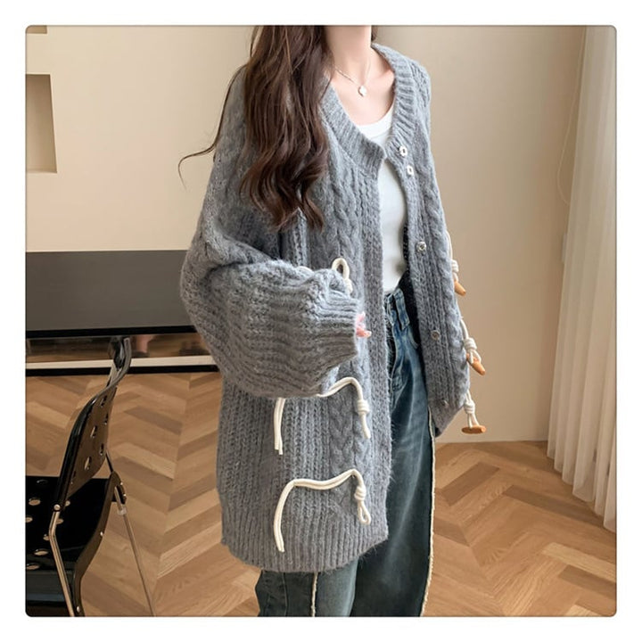 【outer】クルーネックニットカーデ　M18387