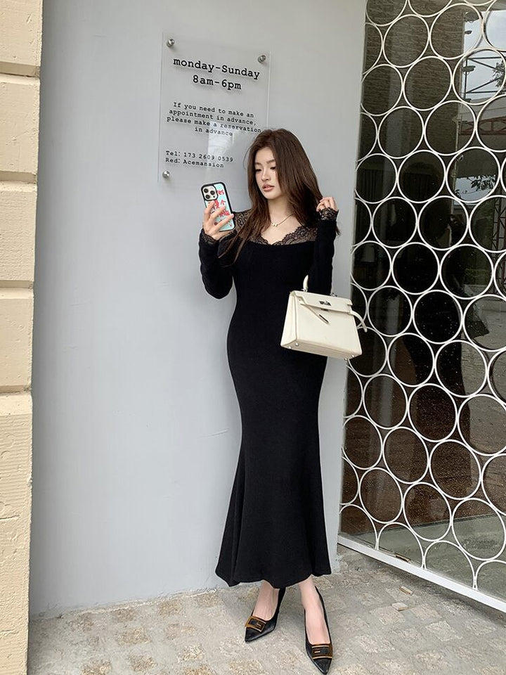 【dress】レースドッキングワンピース　M27754