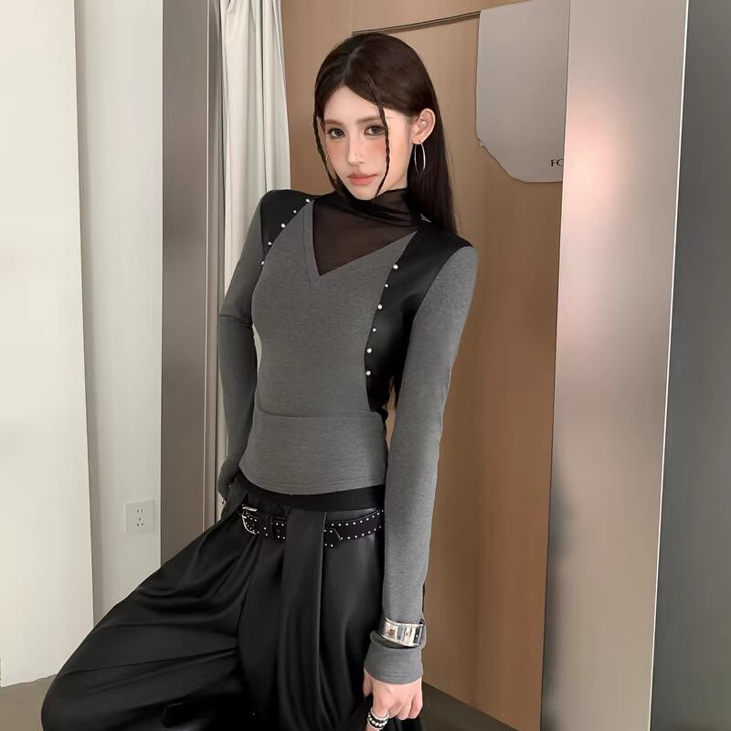 【tops】チュールドッキングトップス Q8178