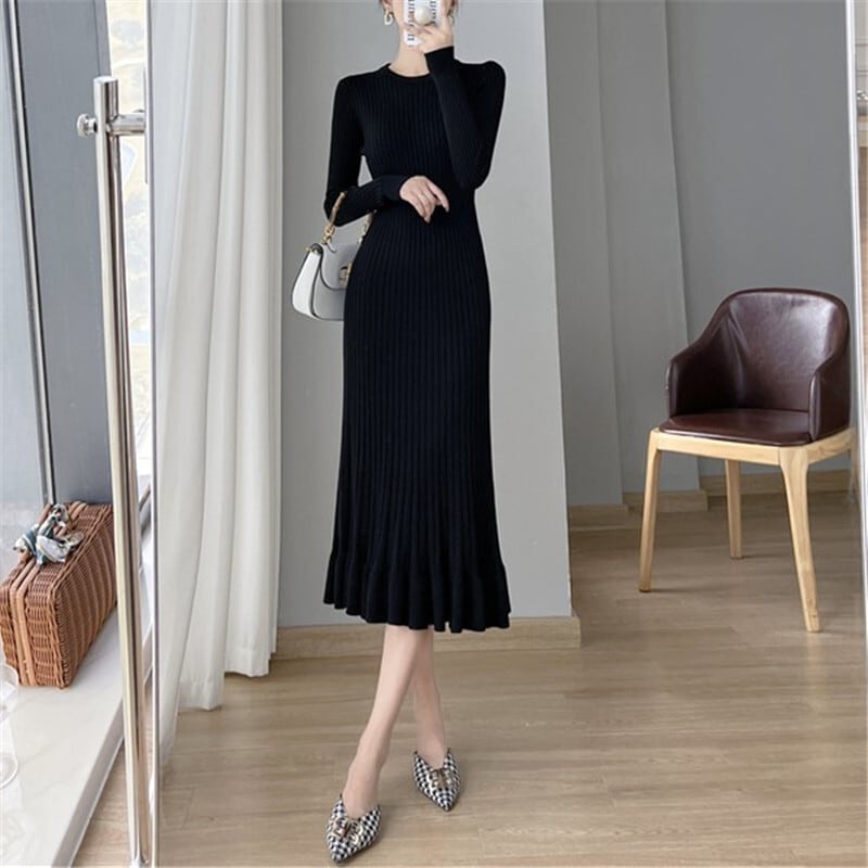 【dress】フリルニットワンピース　M18383