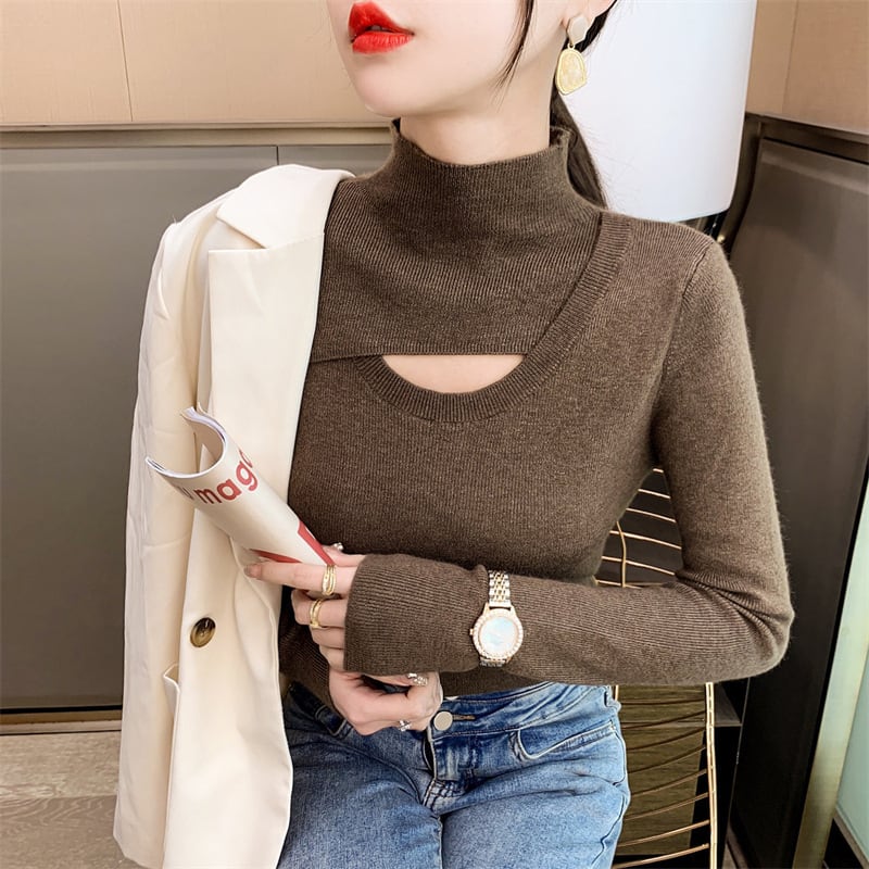 【tops】カットワークニットトップス　M18236
