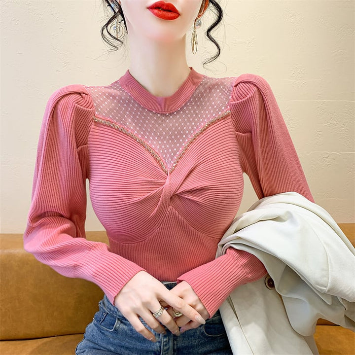 【tops】ビジュードッキングニットトップス　M27771