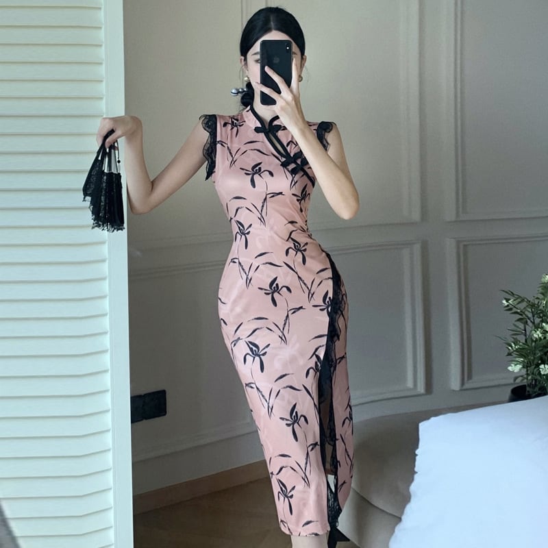 【dress】美人度アップレース切り替えデートワンピース　M17172