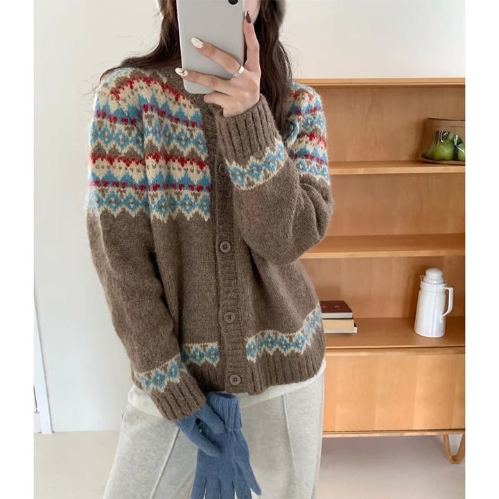 【outer】ジャカードニットカーデ　M26772
