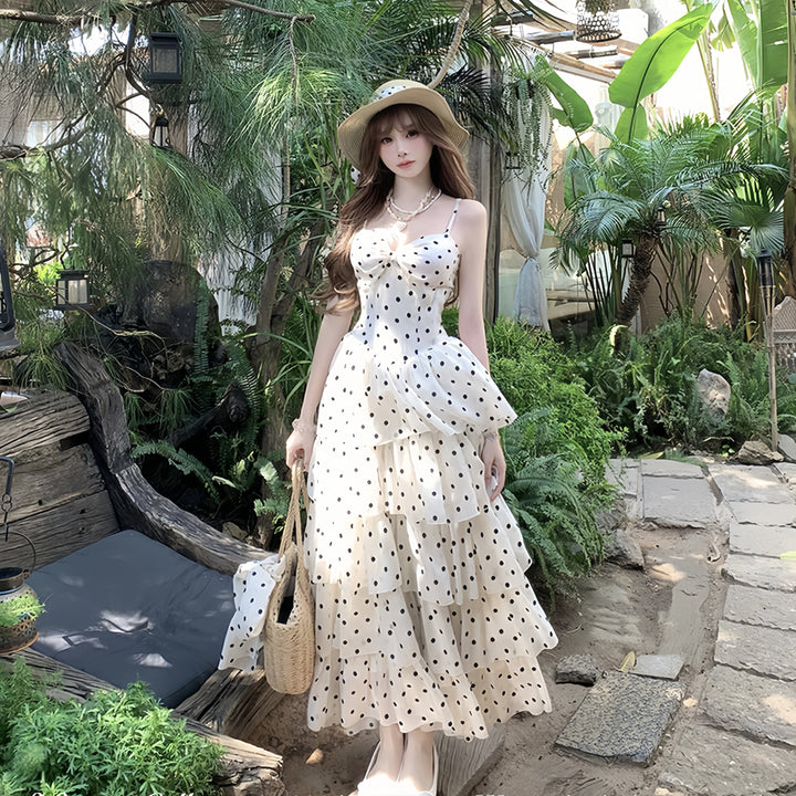 【dress】ドット柄ティアードワンピース　N3275