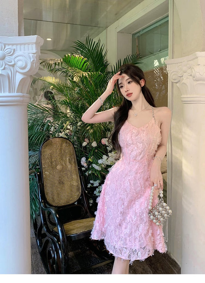 【dress】細身効果抜群♪スウィートキャミワンピース　M16927