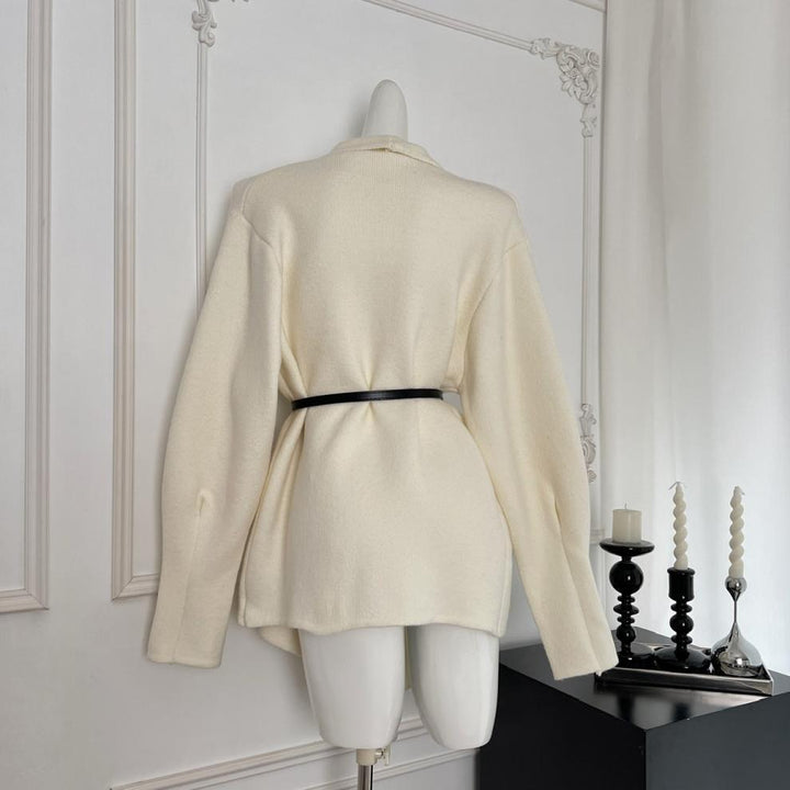 【outer】折り襟ニットコートベルト付き　M27724