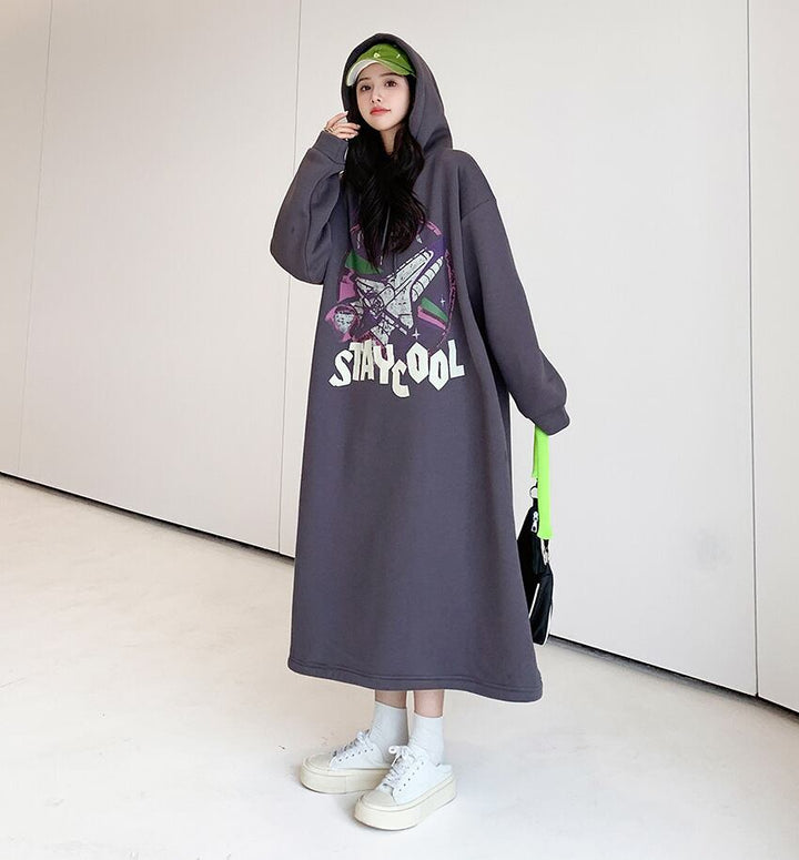 【dress】裹起毛パーカーワンピース　M18579