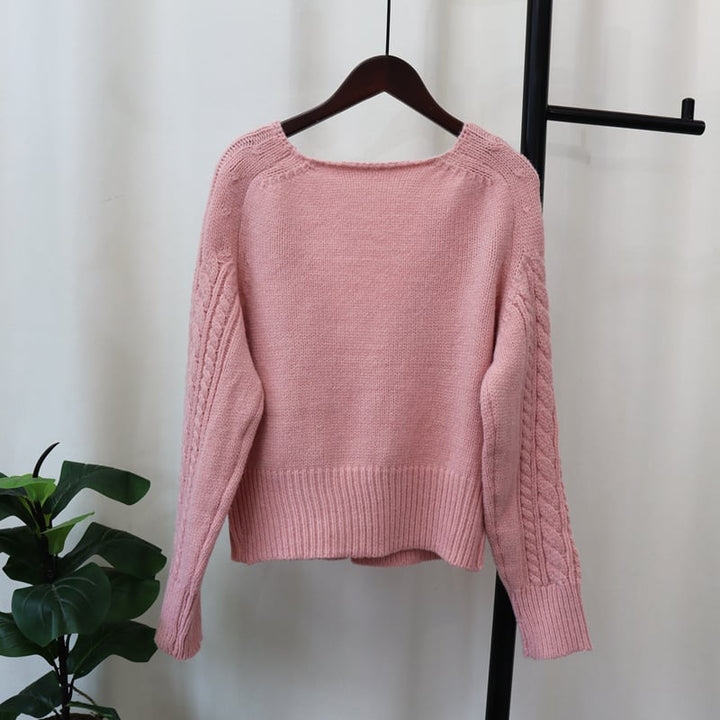 【outer】リボン付きニットカーデ　M25494