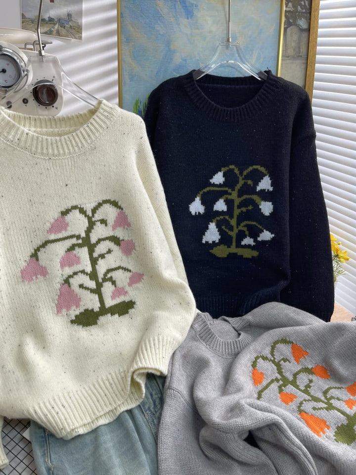 【tops】ジャカードニットセーター　M26612