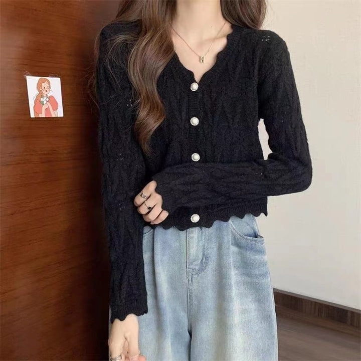 【outer】絶対流行Vネックカーディガン着心地良い　M17524