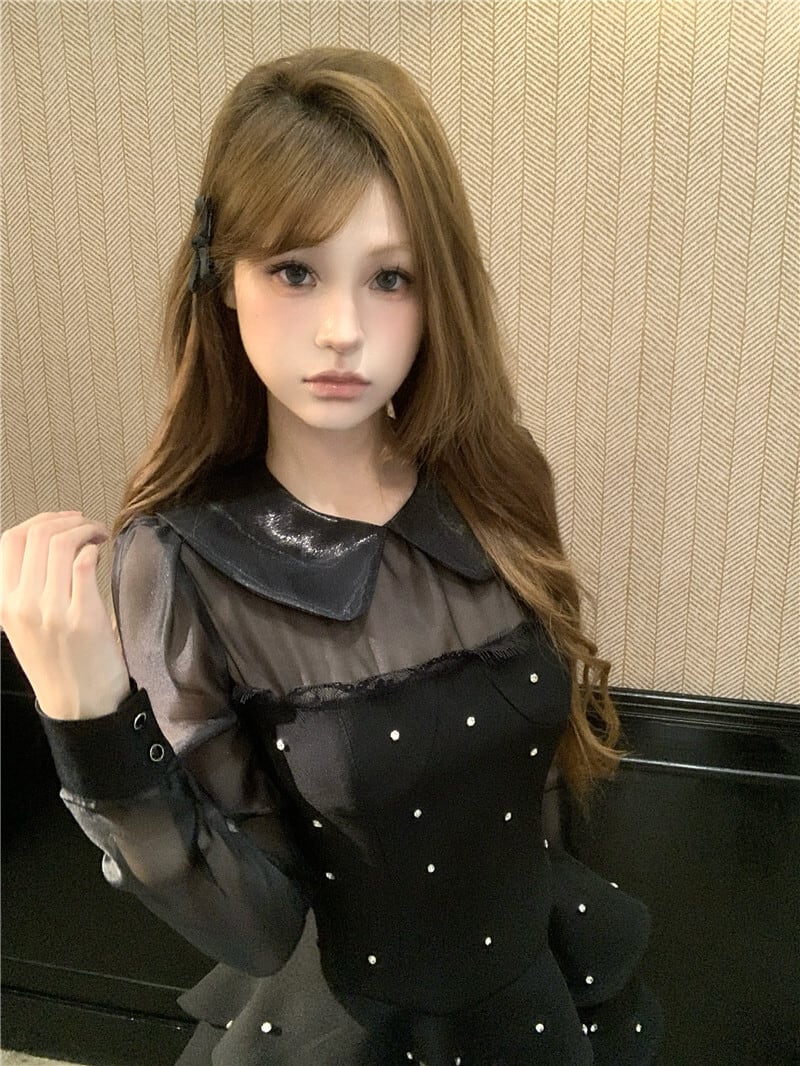【dress】ビジューチュールドッキングワンピース　M26961
