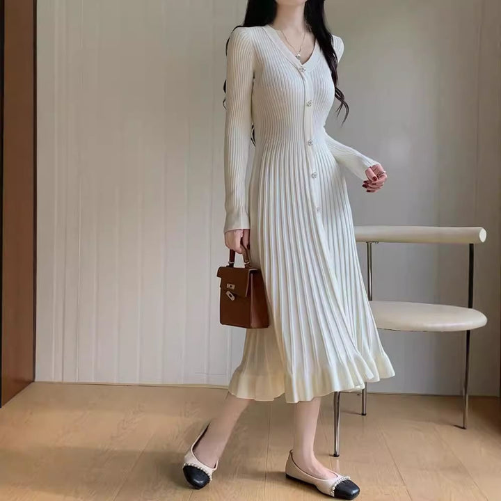 【dress】Vネックニットワンピース　M26694
