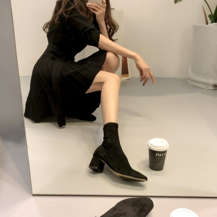 【dress】Vネック無地ニットワンピース　M17900