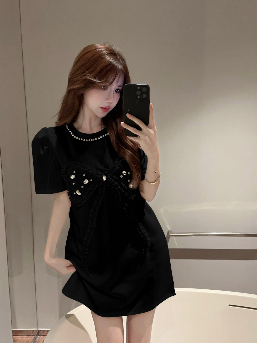 【dress】ビジューカジュアルワンピース　M25084