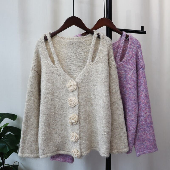 【outer】スパンコールニットカーデ　M28589