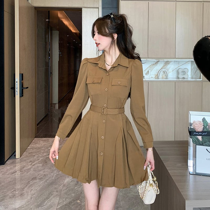 【dress】着回し最強肌触りいい シャツワンピース着瘦せ　M17241