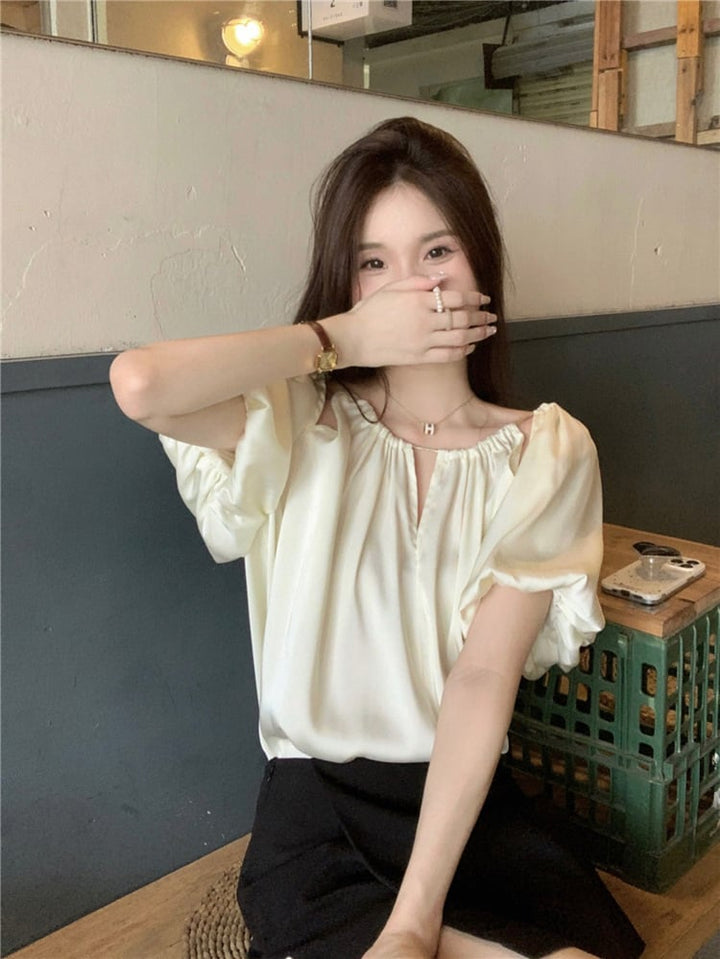 【tops】パフスリーブトップス　M25141