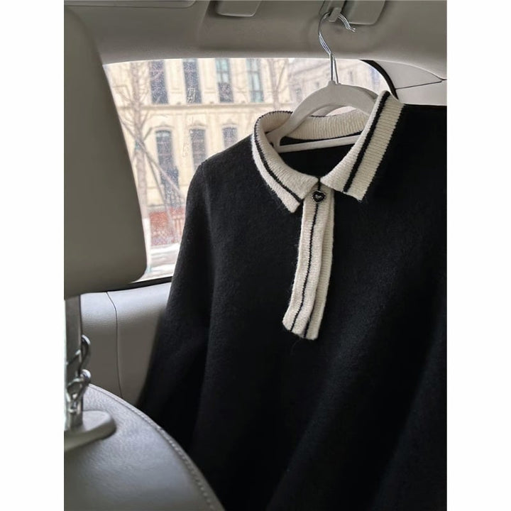 【dress】POLOネック配色ニットワンピース　M17736