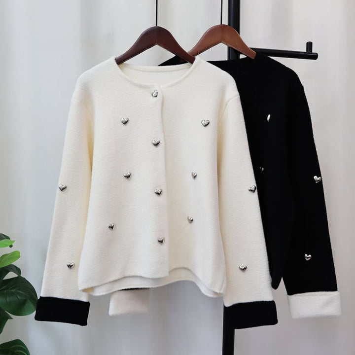 【outer】ハートモチーフニットカーディガン　N2710