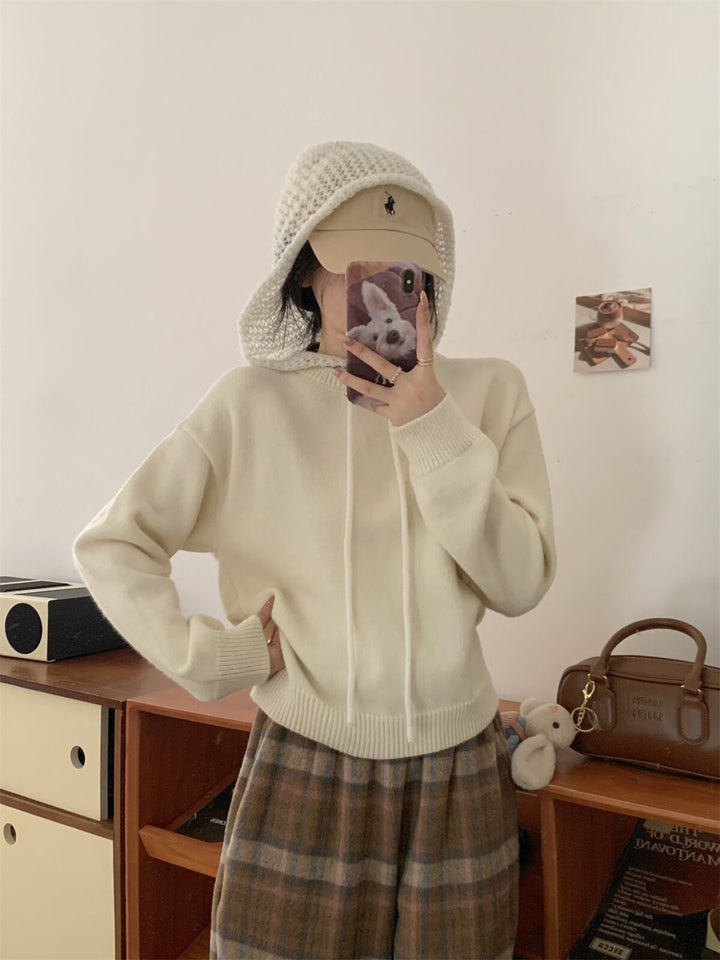 【tops】フード付きニットセーター　M28642