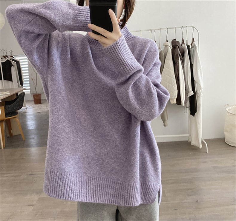 【tops】無地ニットセーター　M26775