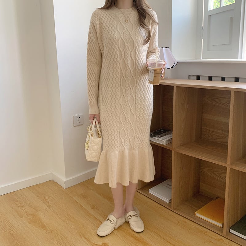 【dress】今季マストバイニットワンピースゆったり　M17657