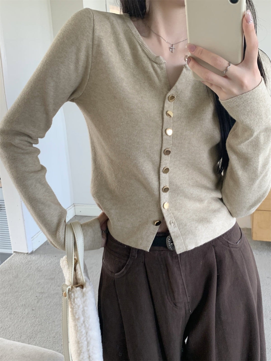 【outer】無地ニットカーデ　M26431