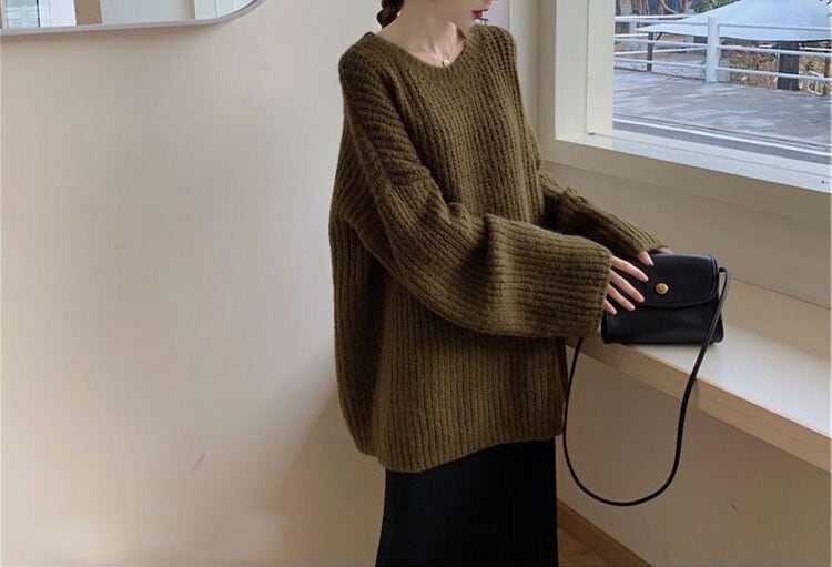 【tops】クルーネックニットセーター　M18398